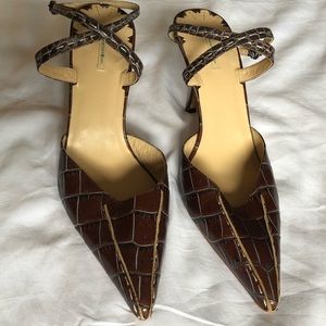 Max Studio Brown Crocodile Strappy Stiletto